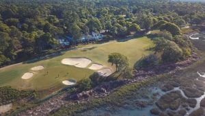 Tidewater Golf Club hole 3 green and marsh