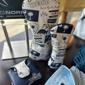 Blue & Whit Tidewater headcover mallet putter, driver and hybird shown
